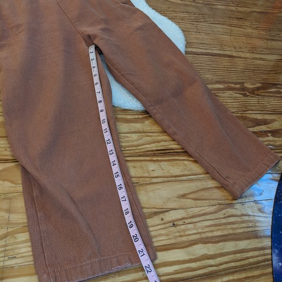 Petal Roz Cropped Relaxed Fit Overalls in Warm Tan - Picture 7 of 9